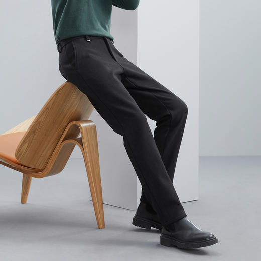 【特价】柒牌男装休闲裤男秋冬厚款商务中青年通勤弹力直筒针织长裤子	125H70750 商品图1