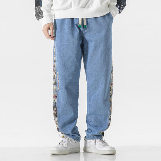 【新款DYF】大依优型大码松紧裤脚牛仔休闲裤加肥加大男装舒适胖子肥佬百搭工装裤运动裤长裤 商品图2