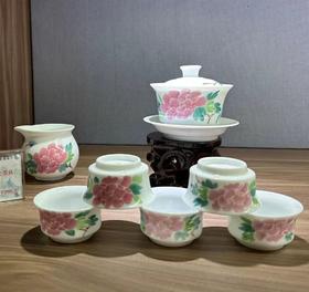 8头五彩国色天香功夫茶具