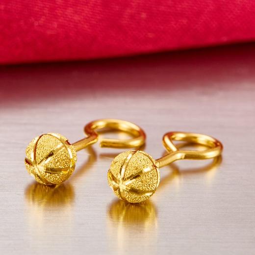 【限时克减128元】足金999.9 空心西瓜珠圆珠泡钉（约4.8mm）耳钉(ES00063-01)（预售产品下单后不退款不退货不换货不补差价（预售产品下单后不退款不退货不换货不补差价 商品图0