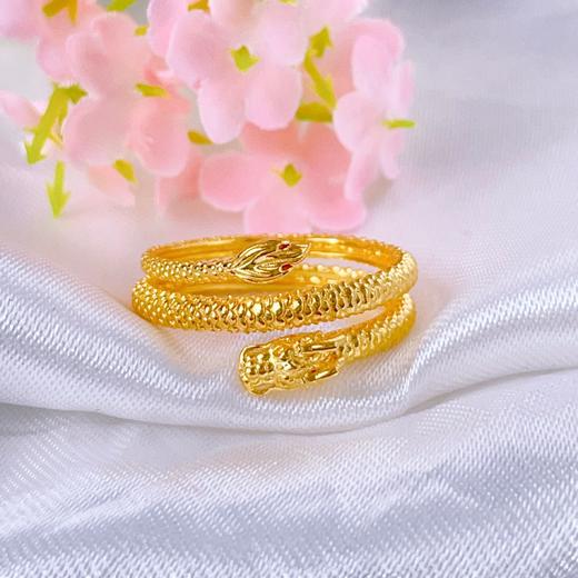足金999 (足金999字印)5G黄金开口龙年生肖三圈盘龙女戒(5GJZ00679)（预售产品下单后不退款不退货不换货不补差价） 商品图1