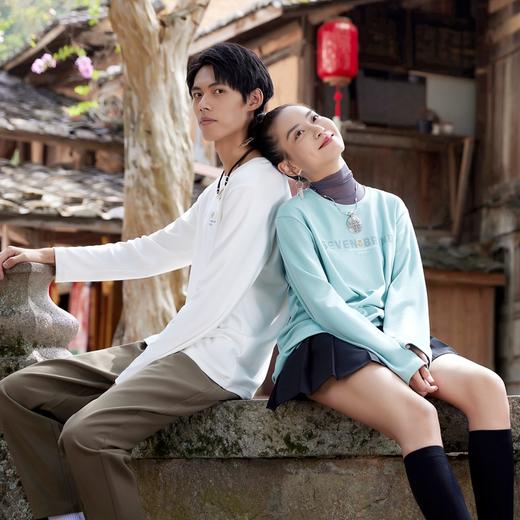 【非遗苗绣蝴蝶妈妈系列】柒牌长袖t恤男春秋季含莫代尔情侣上衣	124T73430 商品图1