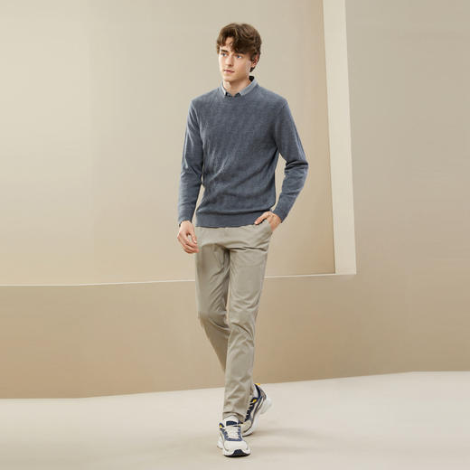 【纯羊毛】柒牌男士羊毛衫秋冬新款时尚休闲百搭圆领保暖毛衣	125Y70070 商品图3