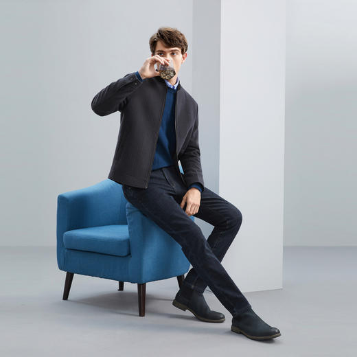 【条纹肌理】柒牌棒球领夹克男冬季厚款时尚休闲保暖毛呢外套	125D70150 商品图3