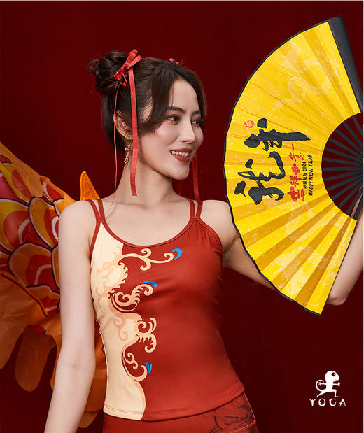 壁虎瑜伽【瑞龙呈祥-上衣】印花上衣（可拆卸胸垫）清仓不退不换 商品图0