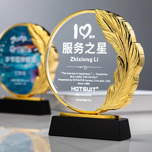 水晶奖杯定制订做创意麦穗金属奖牌制作授权牌年会颁奖荣誉纪念品 商品图2