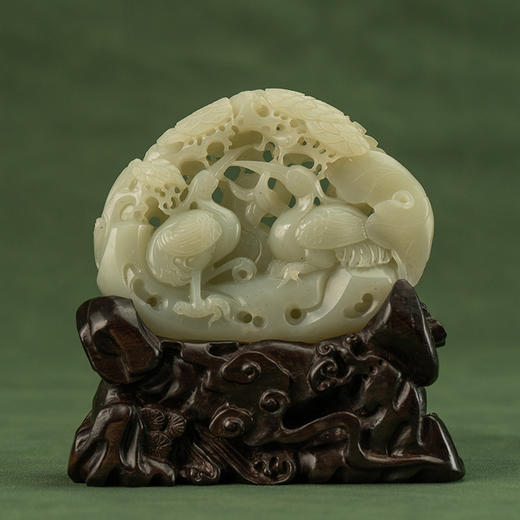 和田玉透雕松鹤延年山子摆件 商品图0