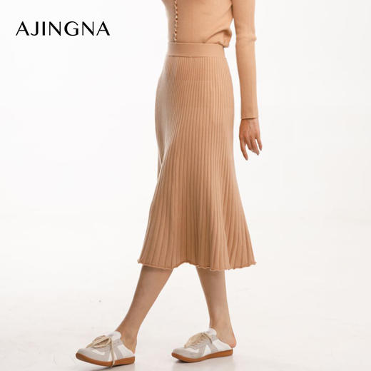 【积分兑换】阿菁娜羊毛桑蚕丝百褶A字伞状半身裙A28Q313023 商品图4