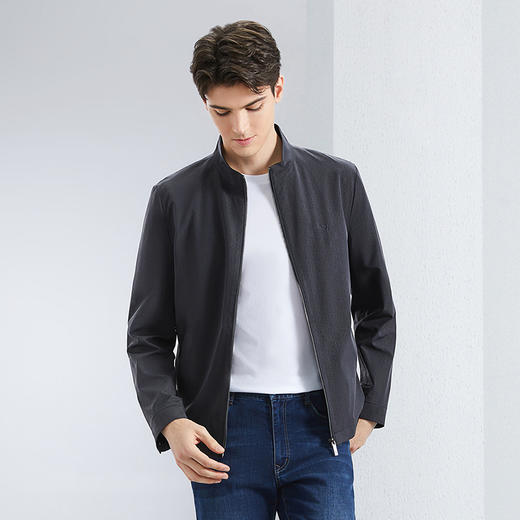 柒牌男士立领夹克2024春季新款商务休闲中青年满身印花外套茄克衫	126K70490 商品图1