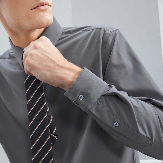 【三防竹纤维】柒牌易打理长袖衬衫男士秋冬新款休闲商务翻领衬衣	125A70530 商品图2