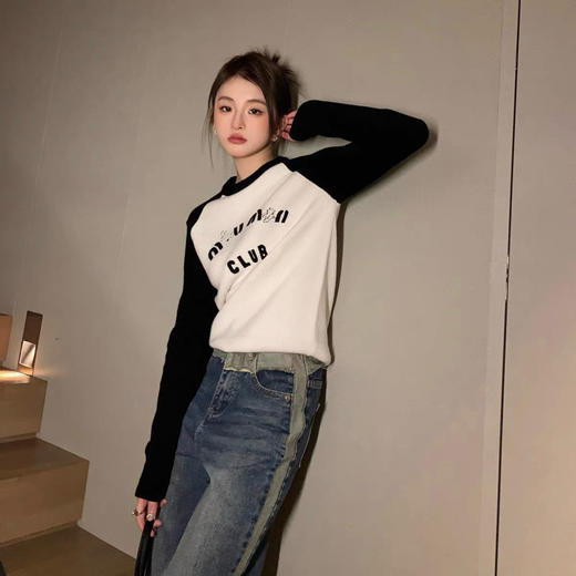 MM 2024春季新款 字母刺绣 插肩袖羊毛针织衫毛衣女 Z-11215 商品图3