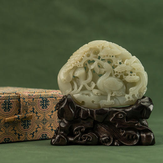 和田玉透雕松鹤延年山子摆件 商品图4