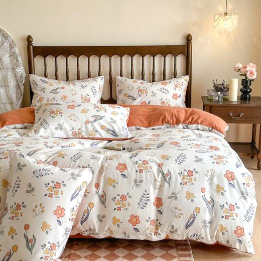 「72小时发货」【享受裸感睡眠】钱皇床品四件套 春意盎然/春风十里 贴肤柔软 时尚印花 活性印染清新雅致 商品图4