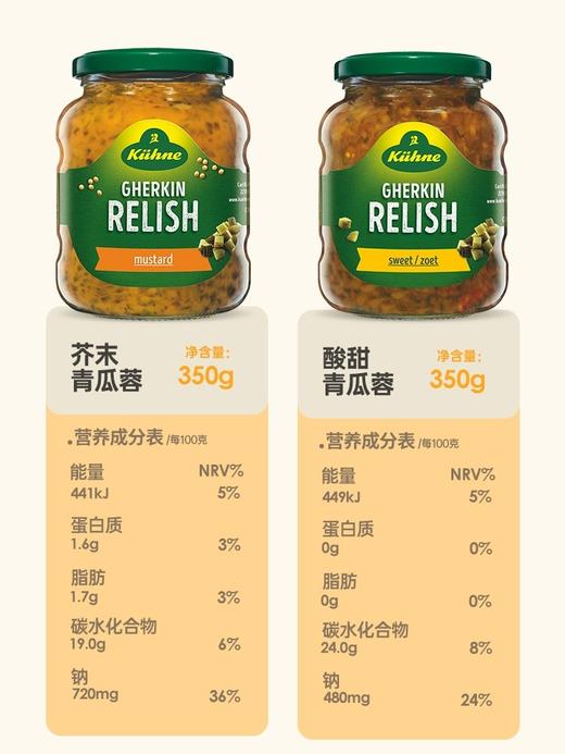 【中欧班列精选2瓶】德国冠利酸甜/芥末青瓜汉堡酱 原装进口0脂肪三明治酸黄瓜青瓜酱料 350g/罐 商品图6