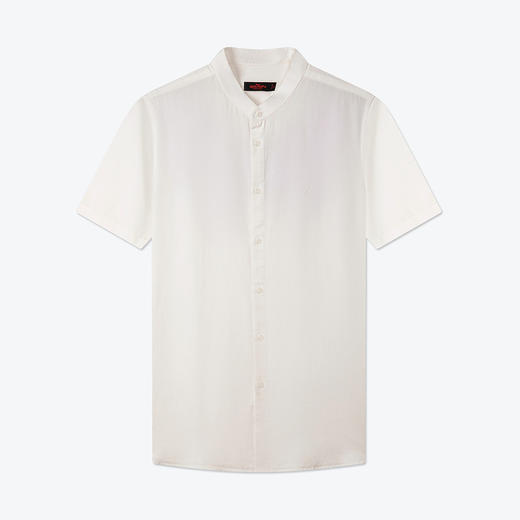 【含莱塞尔/亚麻】柒牌男装短袖衬衫男夏季新款白色立领休闲衬衣	124A70600 商品图4