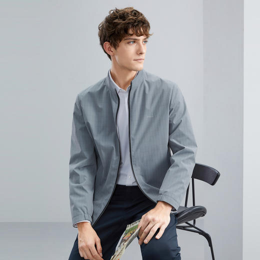 【双面穿】柒牌男士立领夹克2024春秋新款商务休闲格纹外套茄克衫	126K70040 商品图1