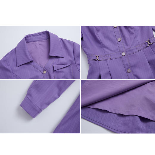 司歌修身衬衫式连衣裙长袖显瘦端庄A881254 商品图1