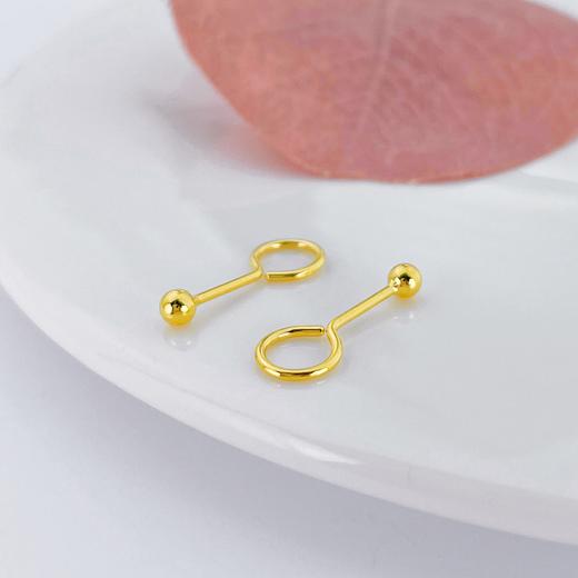 【限时克减150元】足金999 (足金999字印)5G黄金空心光珠圆珠泡钉耳钉（约2.8mm）(5GES00426-01)（预售产品下单后不退款不退货不换货不补差价） 商品图1