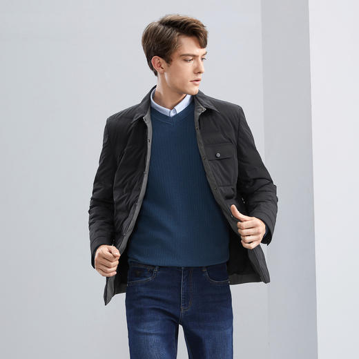 【白鸭绒】柒牌翻领羽绒服男冬季厚款中青年保暖防风男士外套	125E70120 商品图1