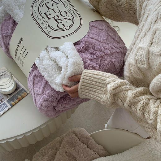 「9色可选！AB面设计」新款A版塔芙绒B版羊羔绒毛毯 秋冬提花毯子双层加厚休闲盖毯床上用品 商品图4