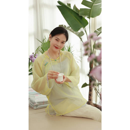 【抖音专属】【贺春系列】中式双层套头衫（24708041-黄白游） 商品图2