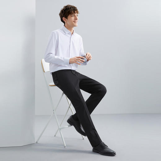 【特价】【蓄热暖氧吧】柒牌男装西裤男秋冬新款商务休闲气质黑色裤子	125H70220 商品图3