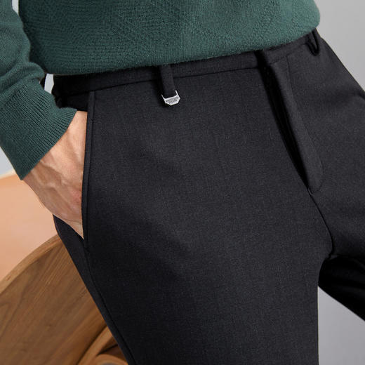 【特价】柒牌男装休闲裤男秋冬厚款商务中青年通勤弹力直筒针织长裤子	125H70750 商品图2