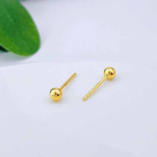 【限时克减150元】足金999 (足金999字印)5G黄金空心光面泡钉耳钉小圆珠耳钉（配胶塞）(5GES00748)（预售产品下单后不退款不退货不换货不补差价） 商品图1