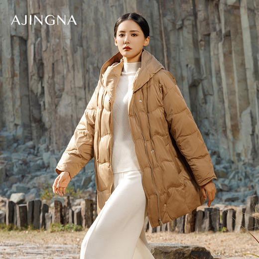 【商场同款】阿菁娜百搭舒适连帽羽绒服A28D216039 商品图1