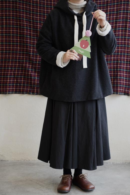 apuntob 百褶裙弹性腰围黑色半身裙 商品图6