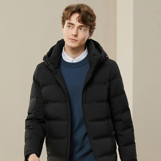 【三防】柒牌冬季羽绒服男时尚休闲保暖防风连帽鹅绒羽绒厚款外套	125E70680 商品图1