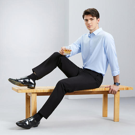 【犀牛褶免烫】柒牌西裤男士2024春季新款直筒中腰商务休闲西装裤	126H70190 商品图3