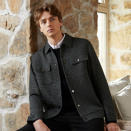 【特价】【千鸟格】柒牌男装翻领夹克秋季新款时尚潮流百搭茄克衫外套	125K70510 商品图1