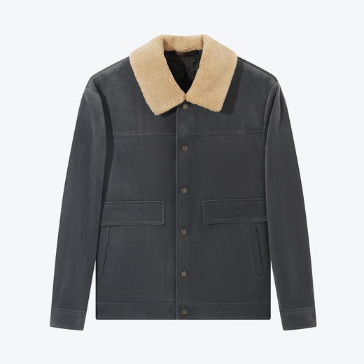【灯芯绒】柒牌男装夹克男秋冬厚款仿羊羔绒可拆卸翻领工装风外套	125K70730 商品图4