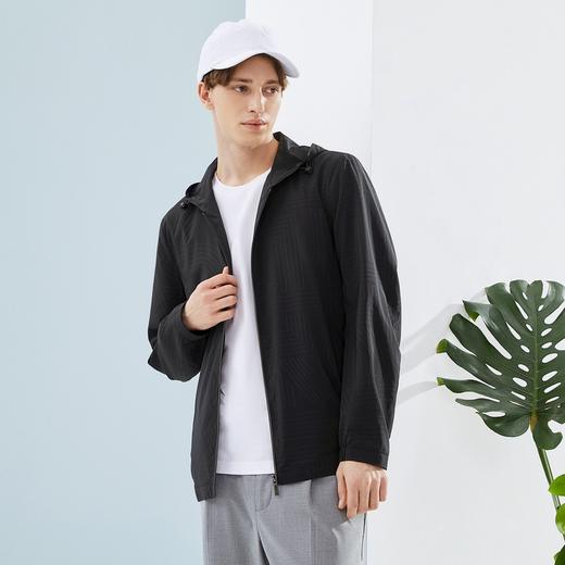 【限时秒杀】柒牌男装连帽夹克春季薄款时尚休闲中青年几何印花茄克衫外套	124K70110 商品图1