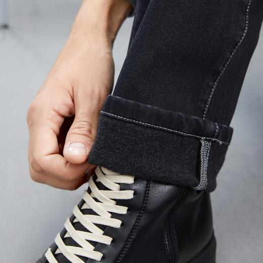 【含羊毛】柒牌保色洗牛仔裤男冬季厚款商务休闲弹力直筒长裤	125H71080 商品图2