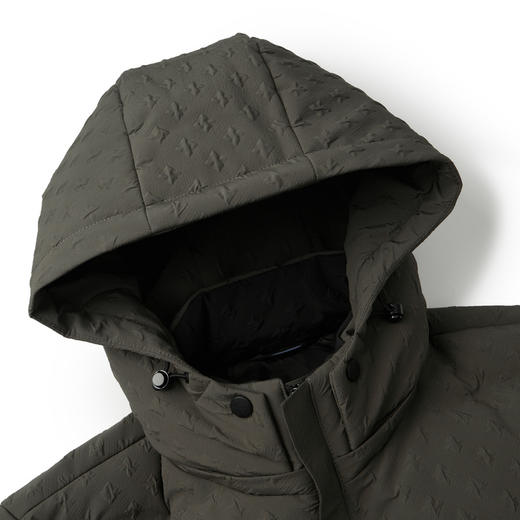 【白鸭绒】柒牌男装羽绒服男冬季厚款几何肌理可拆卸连帽羽绒外套	127E70030 商品图5