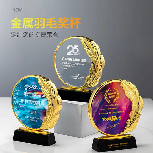 水晶奖杯定制订做创意麦穗金属奖牌制作授权牌年会颁奖荣誉纪念品 商品图0