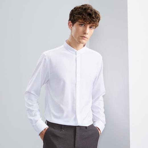 【特价】【竹纤维】柒牌男士长袖衬衫秋季新款国潮中国风立领休闲衬衣	125A70470 商品图1