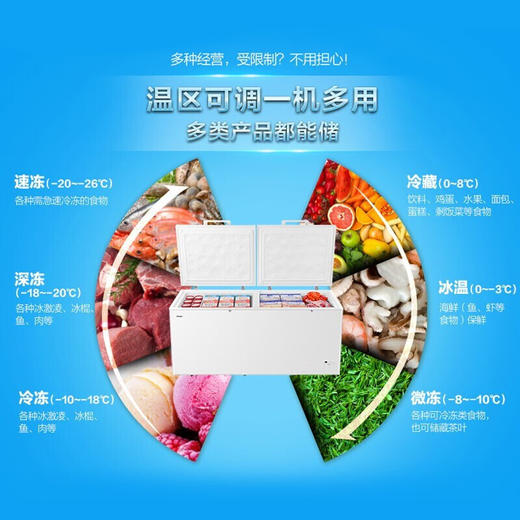 海尔冰柜商用大容量冷藏冷冻柜转换超低温深冷速冻卧式柜带锁商用冷冻柜BC/BD-629HEZ 商品图3