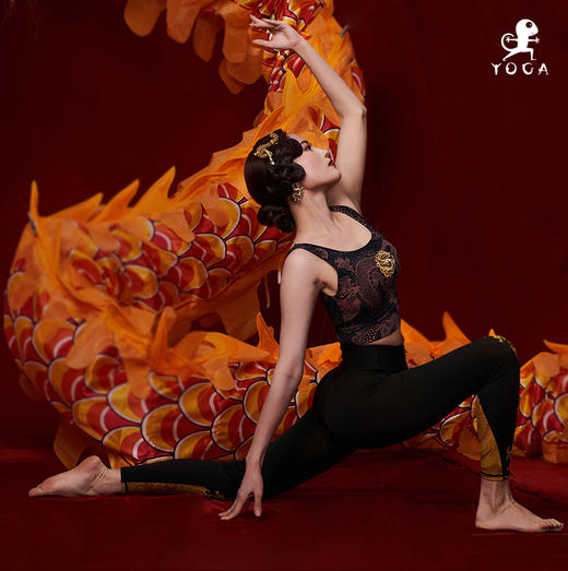 壁虎瑜伽水母纱面料【龙行天下-上衣】印花上衣（可拆卸胸垫）清仓不退不换 商品图6