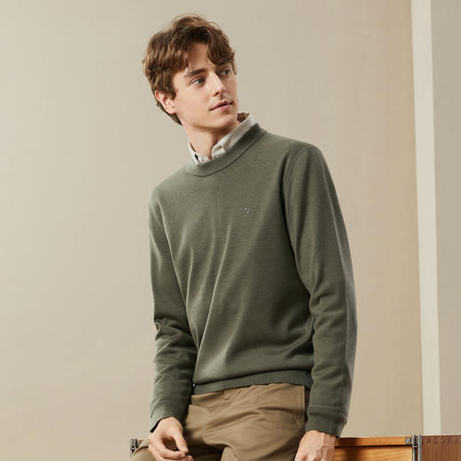 【可机洗毛衫】柒牌毛衣男冬季新款时尚休闲含羊毛圆领针织衫	125Y70280 商品图1