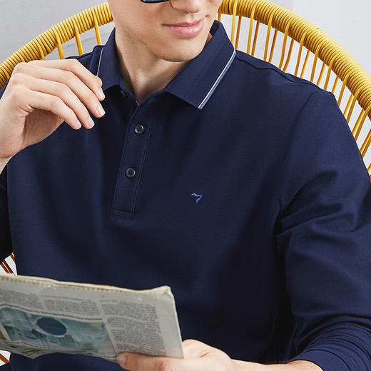 【不变形领】柒牌长袖polo衫男2024春夏新款商务休闲男士翻领T恤	126T73000 商品图2