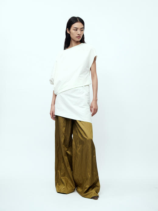 Ruohan  橄榄绿松紧腰阔腿裤 商品图2