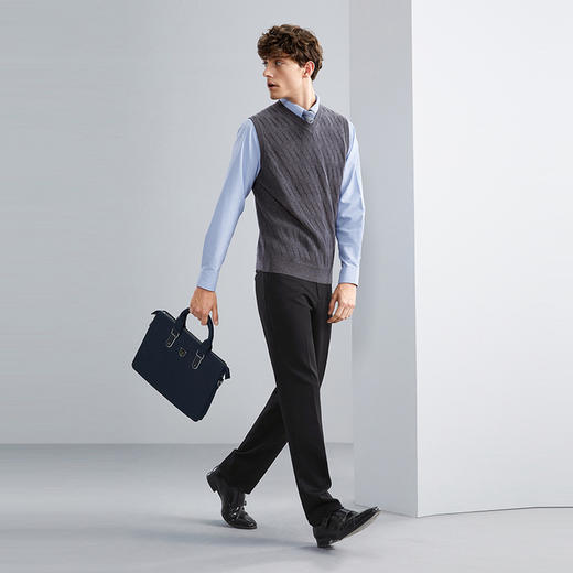 【特价】【含羊绒】柒牌男装V领毛衫男秋冬新款商务休闲保暖打底背心	125Y70430 商品图3