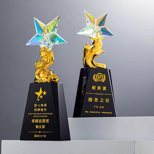晶奖杯定制做高档科技创意新款五角星金属年会优秀员工订制炫彩 商品图1