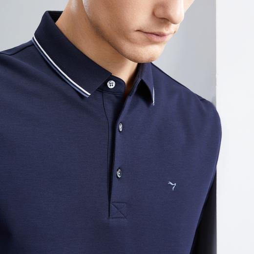 【5A抗菌/2A防螨】柒牌polo衫男长袖秋冬厚款商务休闲多色翻领T恤	125T70010 商品图2