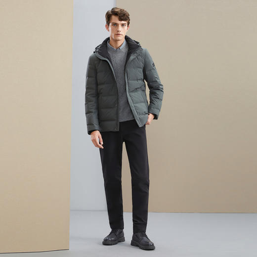 【90白鸭绒】柒牌可拆卸连帽羽绒服男冬季新款时尚条纹保暖厚外套	127E70010 商品图3