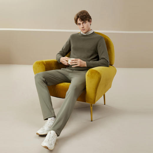 【3A抗菌】柒牌圆领毛衣男秋冬新款时尚休闲抗静电保暖打底衫	125Y70270 商品图3