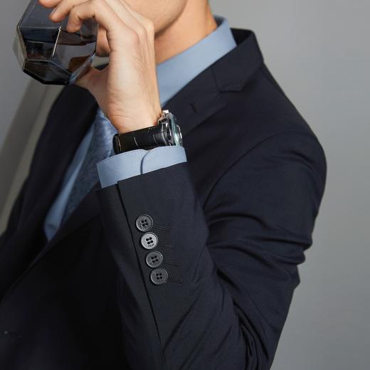【含羊毛+莱赛尔】柒牌西装外套男商务正装结婚面试黑色男士西服	126C70040 商品图2